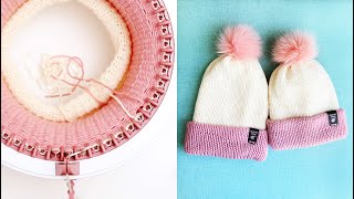 How to Knit quotMommy and Mequot Sized Hats on a Knitting Machine [upl. by Llertnom458]