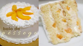 BOLO DE PÊSSEGO DOS ANIVERSÁRIOS ANTIGOS  MOLHADO E CREMOSO [upl. by Beane612]