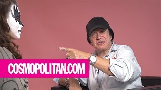 Gene Simmons Gives KISS Makeup Tutorial  Cosmopolitan [upl. by Adnarahs]