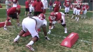 Oklahoma Drill at Spring Practice 032913 [upl. by Elleynad]