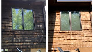 Softwashing cedar shake siding [upl. by Gide]