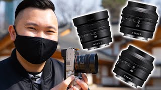 COMPACT SONY LENSES REVIEW 24mm 40mm 50mm G for a7 IV III a7C a7S a7R a9 [upl. by Welcome796]