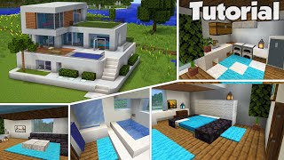 Minecraft Large Modern House 30 Interior Tutorial Easy [upl. by Naujek]