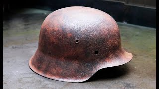 Rusty WWII German Helmet M42 Full Restoration [upl. by Auhsot]