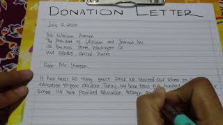 How to Write a Donation Letter for Charity Program  Writing Practices [upl. by Nnairda]