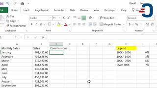 How to calculate Sales Commissions with Excel IFS Function [upl. by Nitsir]