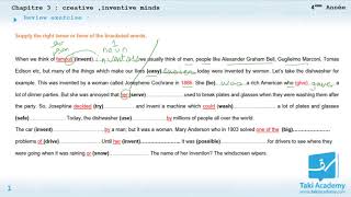 Chapter 3 Creative  inventive minds  Exercise  Bac [upl. by Elatnahs983]