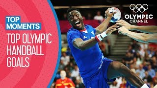 Incredible mens Handball Goals of the Olympics Games  Top Moments [upl. by Adnal953]