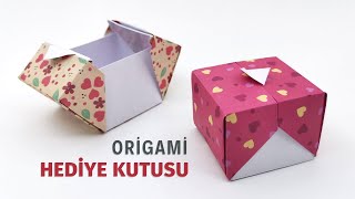 Origami Hediye Kutusu Yapımı Kağıttan Kolay Kutu Nasıl Yapılır [upl. by Asiluj]